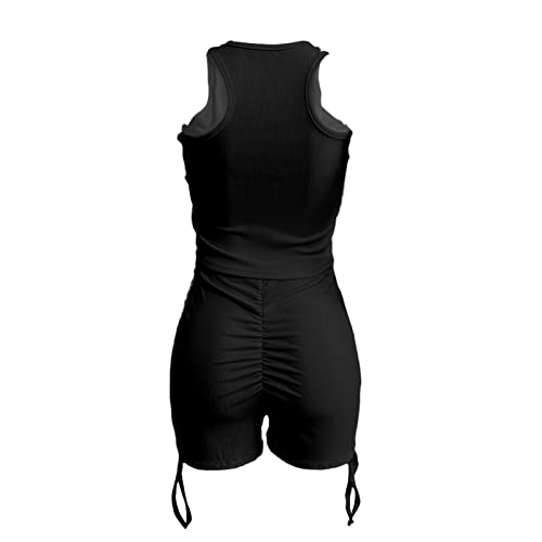 Workout Outfits for Women 2 Piece Ribbed One Shoulder High Waist Shorts with Sports Bra Exercise Set#aal221227- *1192-mens Shorts