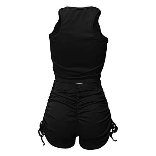 Workout Outfits for Women 2 Piece Ribbed One Shoulder High Waist Shorts with Sports Bra Exercise Set#aal221227- *1192-mens Shorts