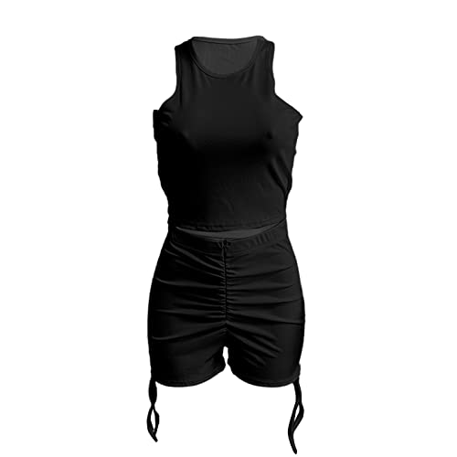 Workout Outfits for Women 2 Piece Ribbed One Shoulder High Waist Shorts with Sports Bra Exercise Set#aal221227- *1192-mens Shorts