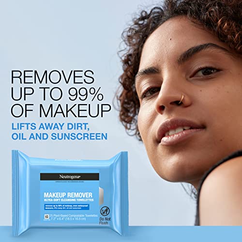 Neutrogena Makeup Remover Cleansing Face Wipes, Daily Cleansing Facial Towelettes to Remove Waterproof Makeup and Mascara, Alcohol-Free, Value Twin Pack, 25 Count, 2 Pack